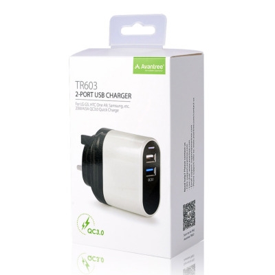 AVANTREE [TR603] 2-Port USB Charger QC3.0 23W/4.5A 支持(QC 3.0 /2.0 / 1.0) USB快速充電器