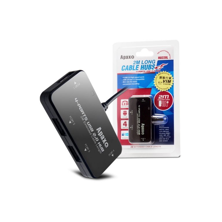 ApaxQ HU228L Four Ports USB HUB (2M 特長Cable)