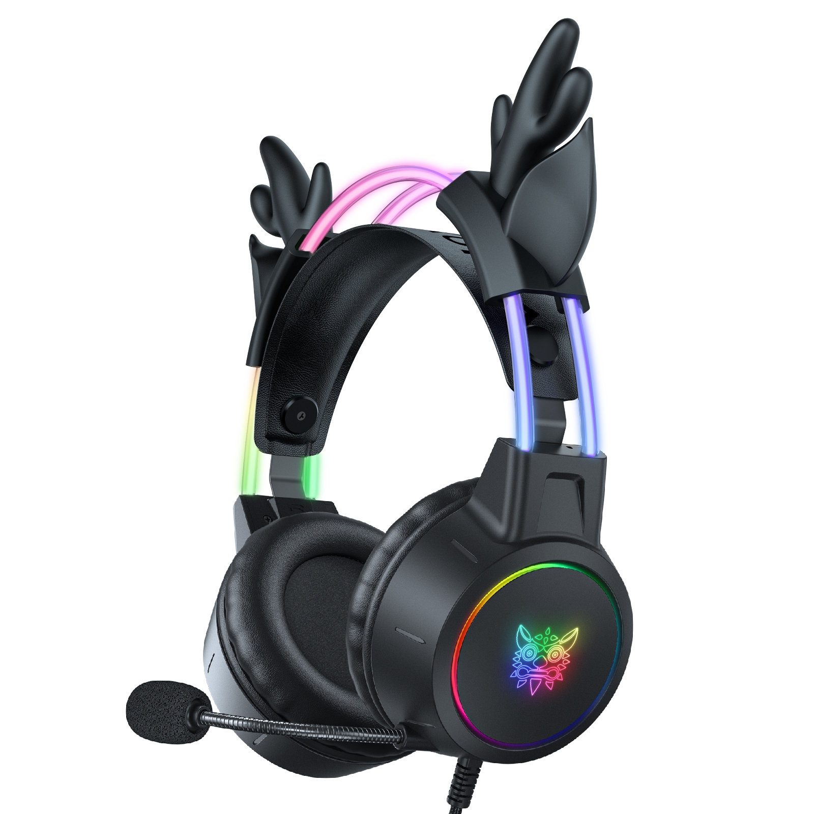 ONIKUMA [X15PRO-RGB-BK] 電競級RGB耳機麥克風遊戲耳機 可折式小鹿耳裝置