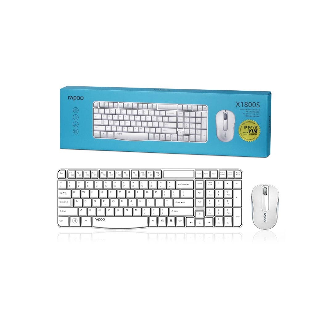 RAPOO [X1800S-W] 2.4G Wireless Desktop 防濺水結構 - WH