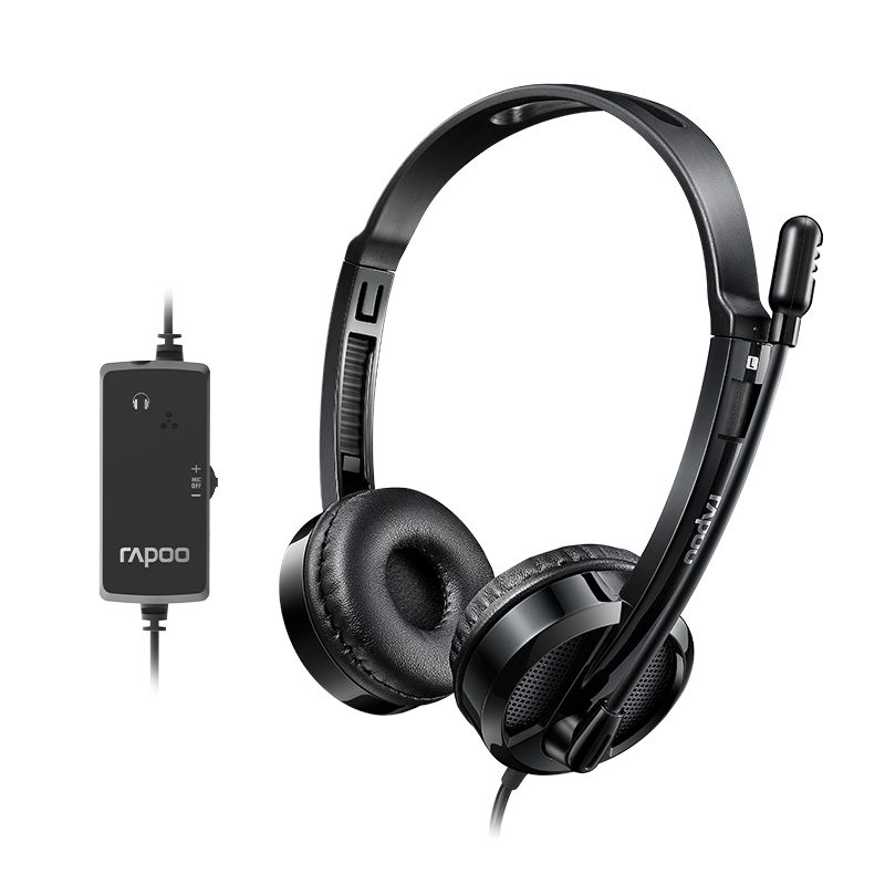 RAPOO - [H120-USB] USB直插多媒體耳機, 3.5mm分享孔,線長2M 黑色