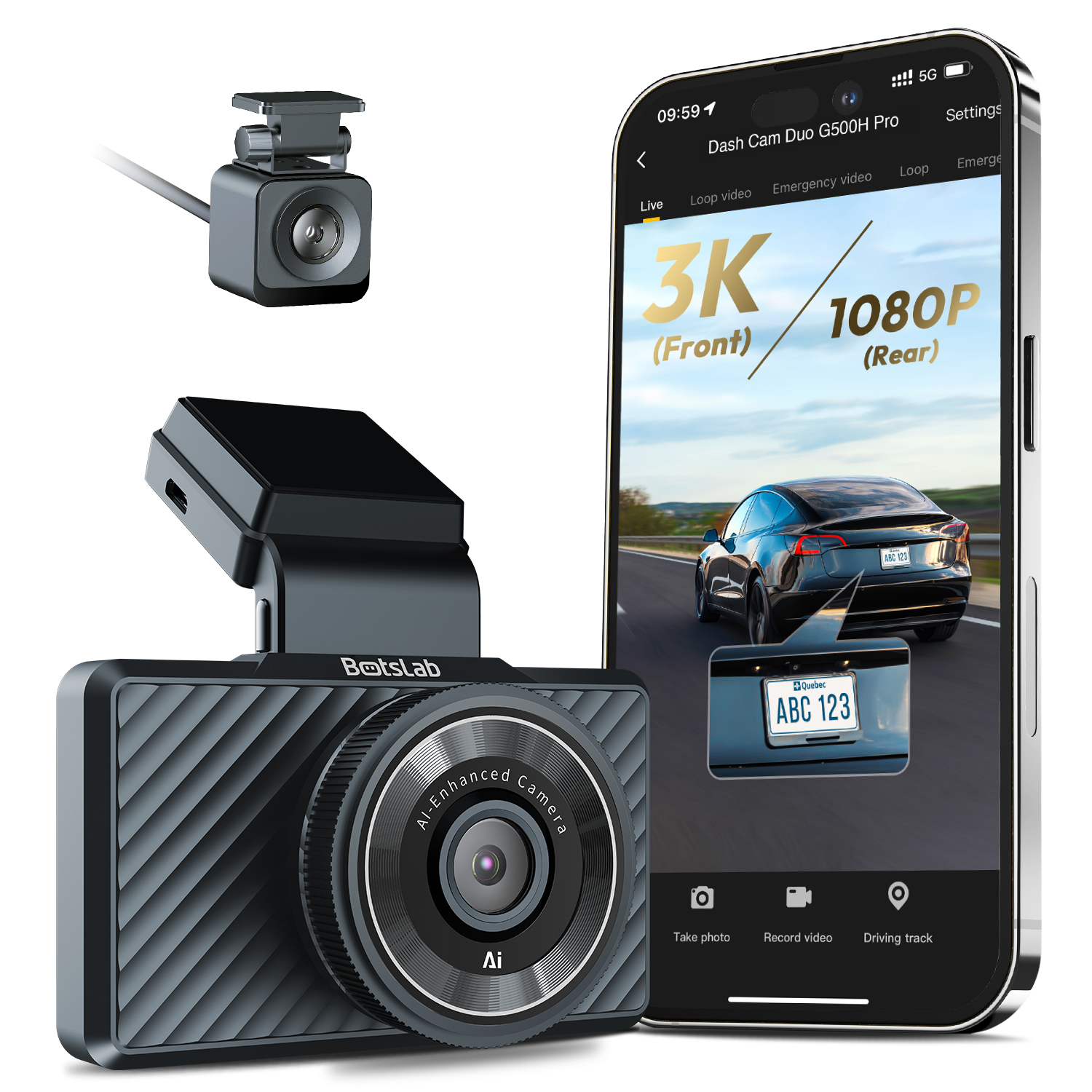 Botslab 360 G500H-PRO 行車紀錄儀 3K 前後 Dash Camera