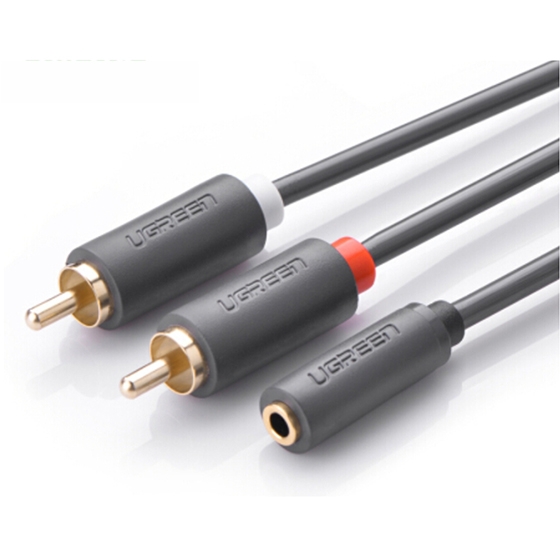 UGREEN AV102 [10561] 2RCA 公轉母 3.5mm 音頻線 – 灰色 25CM